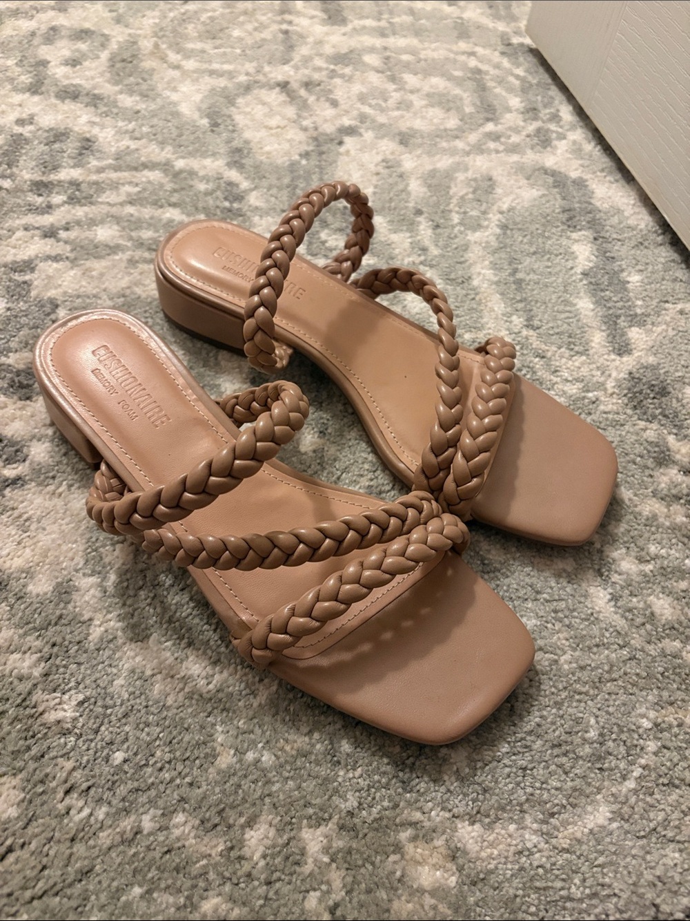Braided Strap Slip-On Sandals in Taupe